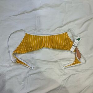 J. Crew Mustard and White Striped Bikini Top